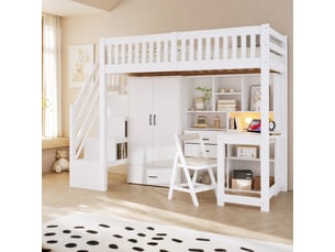 Lit mezzanine 90x200 cm <strong>HAVRYA</strong>  <strong></strong> coloris blanc