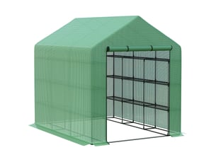 Serre de jardin avec étagères - 8 niveaux d'étagères - porte enroulable avec fermeture éclair