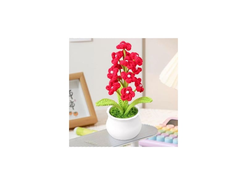  Fleurs artificielles de myosotis tricotées et crochetées à la main, 20,66 cm. Petites fleurs en pot de myosotis rouges, idéales pour décorer le tableau de bord d'une voiture, la maison ou une table.  - Conforama B