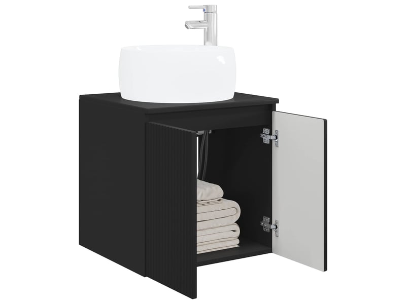  Vanité de lavabo mural, meuble de rangement noir 49.5x44.5x66 cm  - Conforama C