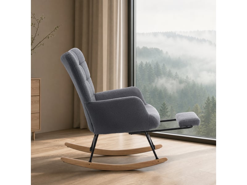  Tcqpz fauteuil à bascule 91x61x88 cm gris avec repose-pieds  - Conforama D