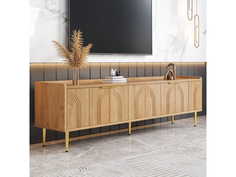  Meuble tv naturel 170 cm mdf meuble tv naturel - Conforama D
