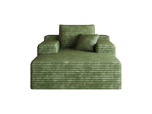 Fauteuil 1 places - 115x159cm - chaiselongue modulaire en velours assise profonde, mousse haute résilience sans montage - vert