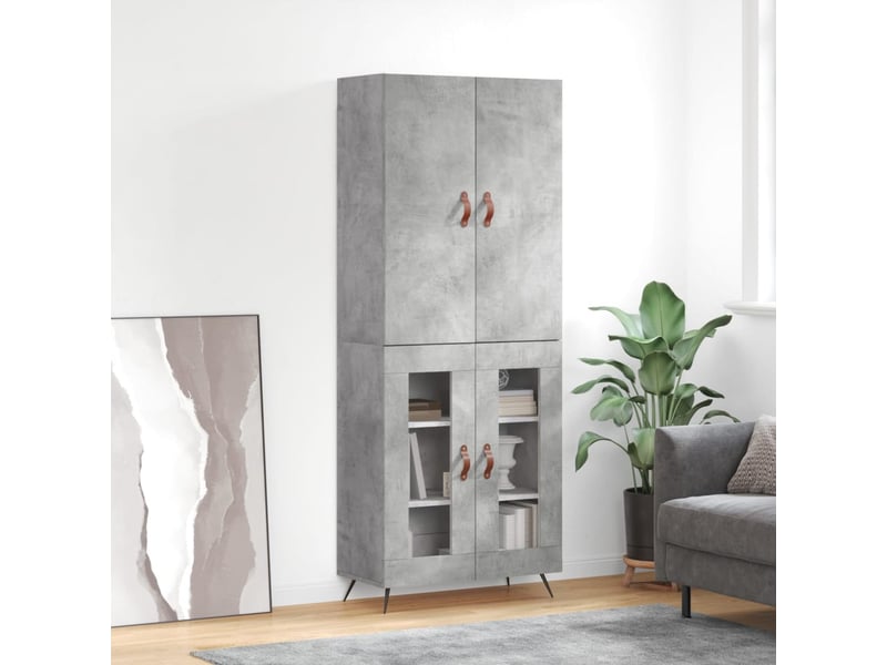  Buffet haut - bahut - meuble de rangement gris béton 69,5x34x180 cm bois d'ingénierie  - Conforama B