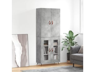 Buffet haut - bahut - meuble de rangement gris béton 69,5x34x180 cm bois d'ingénierie