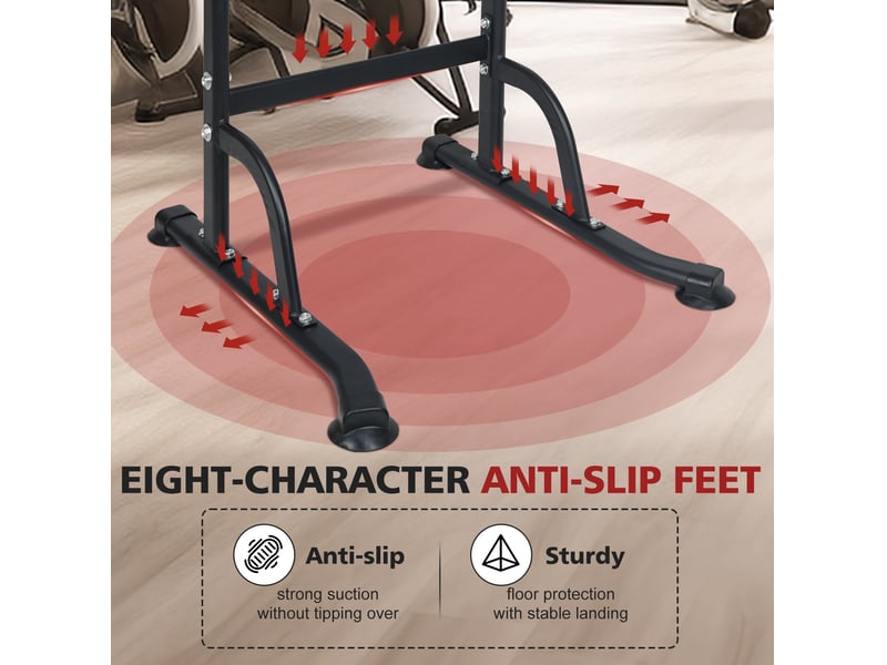  Tour de musculation multifonction réglable noire en acier avec barre de traction et station de dips à domicile  - Conforama D