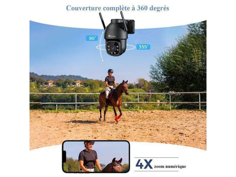 Caméra de surveillance ptz 1080p 4g lte ip66 vision nocturne couleur 360° deux antennes - Conforama B