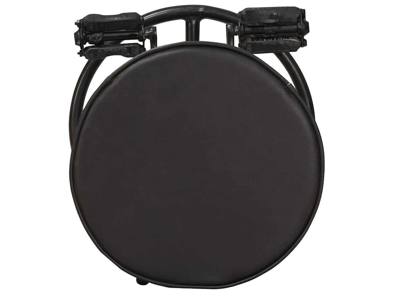  Lot de 2 tabouret de bar, chaise de bar noir cuir véritable de chèvre  - Conforama E