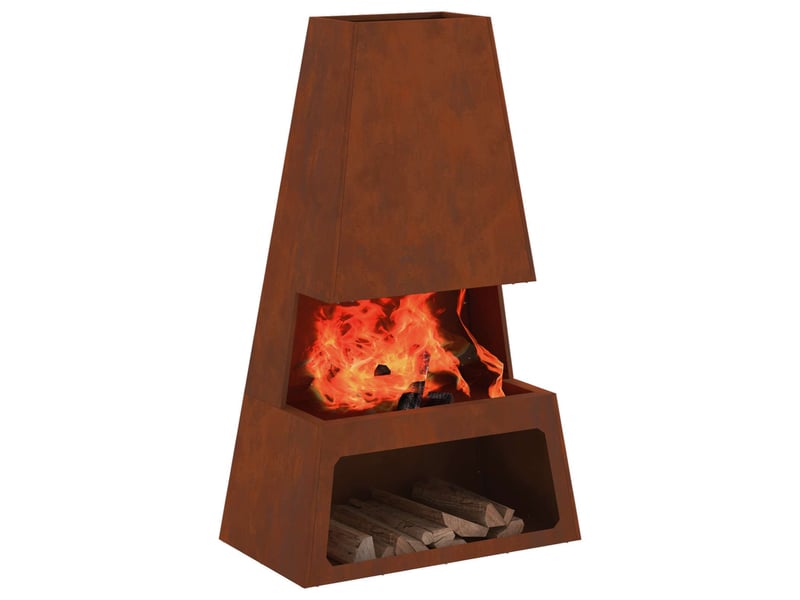 Brasero exterieur, foyer rouillé 60x35x100 cm acier patiné - Conforama C