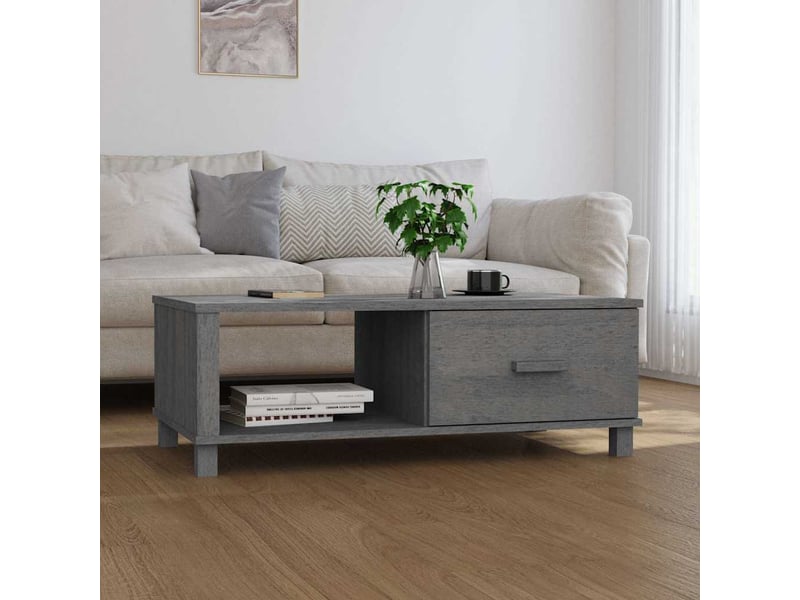  Table basse - table de salon - table à thé hamar gris foncé 100x55x35 cm bois massif de pin  - Conforama B