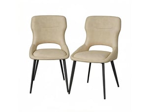 Chaises de salle à manger lot de 2 à dossier ajouré  - assise rembourrée chenille métal khaki 43 × 40 × 86 cm
