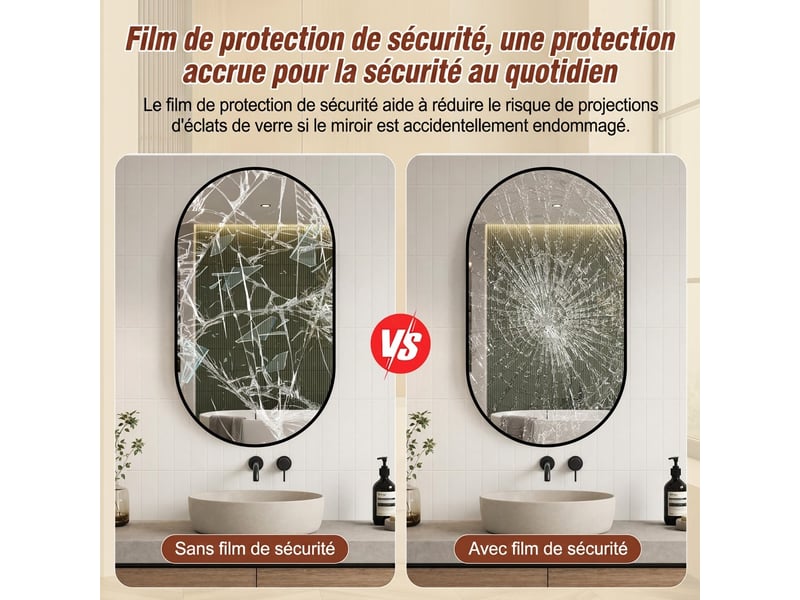  Miroir arqué mural avec cadre noir, 60 x 90 cm  - Conforama C