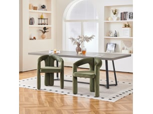 Lot de 2 chaises de salle à manger avec accoudoirs en chenille vert