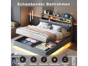Lit coffre 160x200 cm ZOVIRA coloris gris