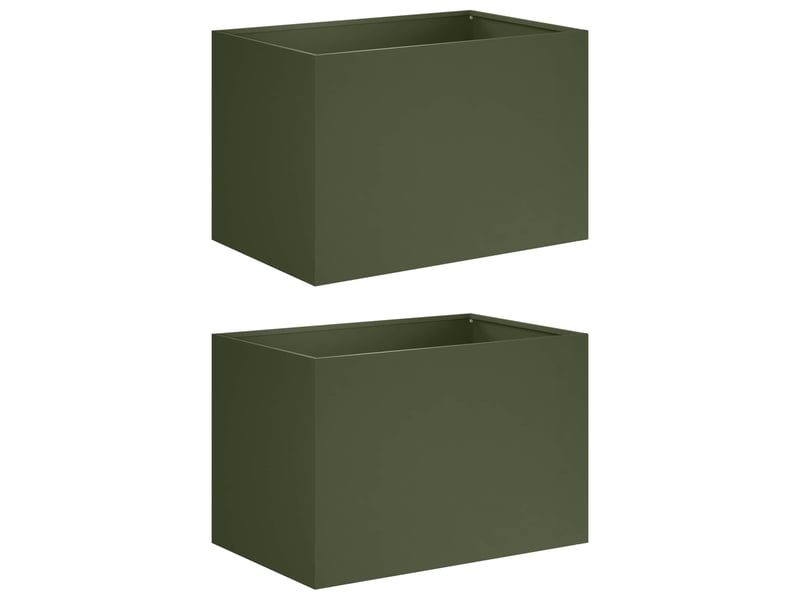 Jardinière - cache-pot de jardin 2 pcs vert olive 50 x 40 x 40 cm - Conforama A