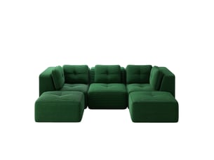 Canapé panoramique modulable 3 places velours côtelé vert – 297 x 177 x 69 cm
