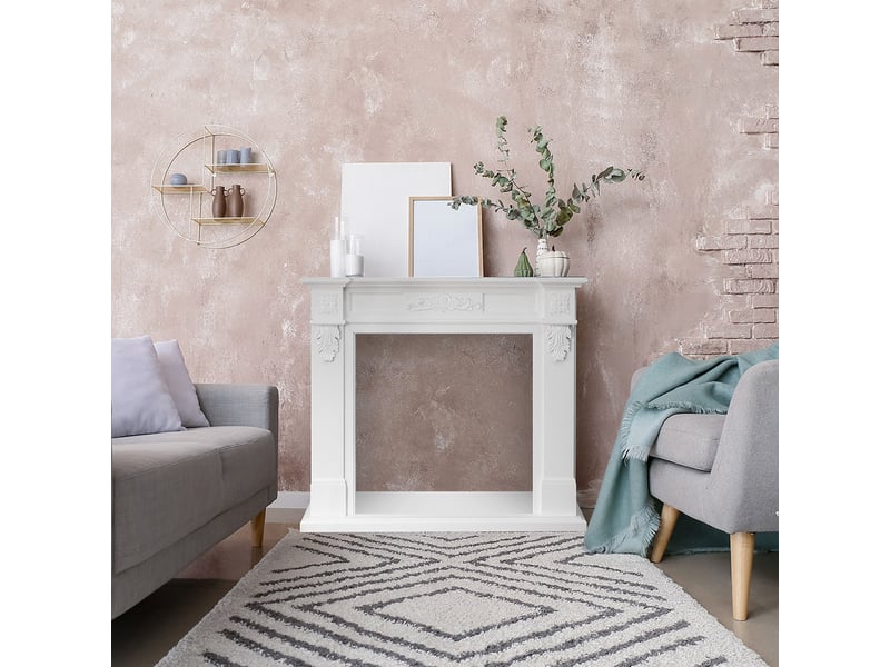 Truman - cadre de cheminée 121 x 108 x 38 cm, revêtement décoratif en mdf blanc  - Conforama B
