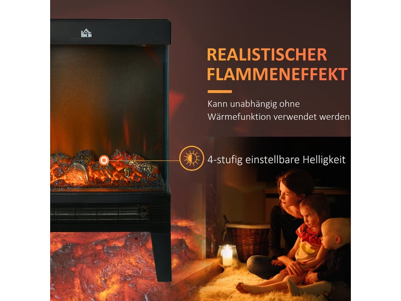  Cheminée électrique sur pied 2000 w, effet flamme led réglable, thermostat, noire  - Conforama R