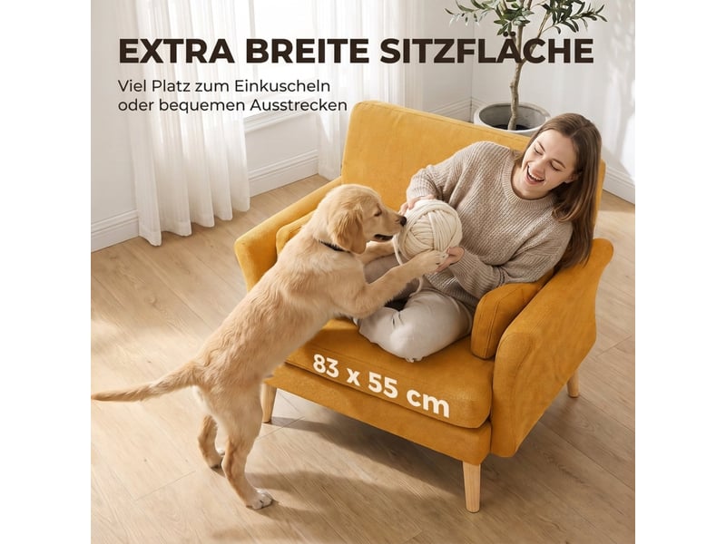  Fauteuil lounge jaune, revêtement polyester, confort luxueux, largeur de siège généreuse  - Conforama E