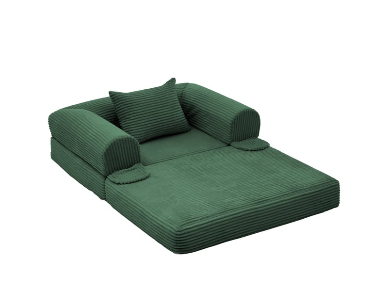  Fauteuil-lit convertible en velours côtelé, 2-en-1 sans outil, pliable, gain de place, coussin inclus  - Conforama E