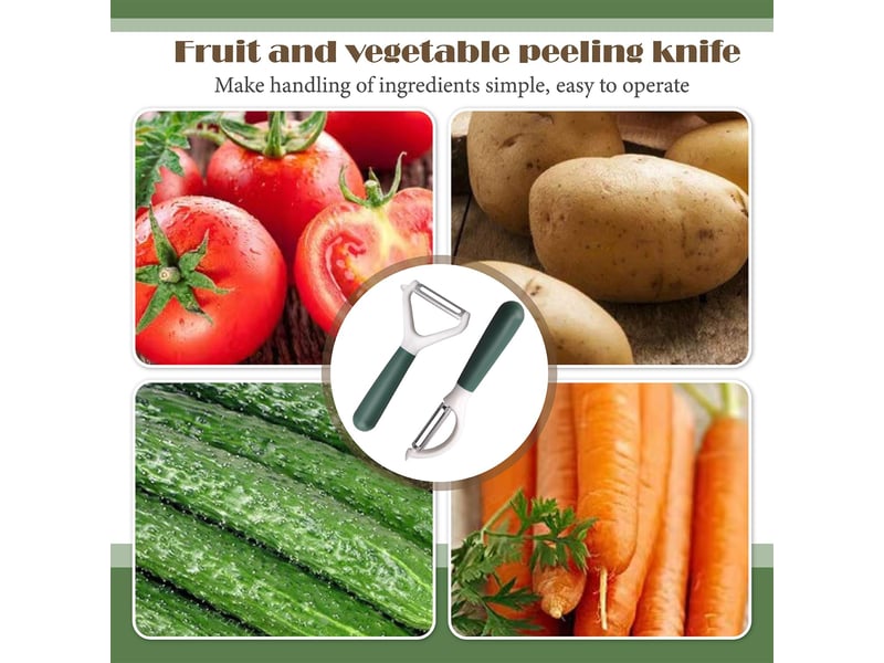 Éplucheur légumes 2 pcs - inoxydable universel avec lame oscillante tranchante, poignée ergonomique pour pommes de terre, carottes vert - Conforama E
