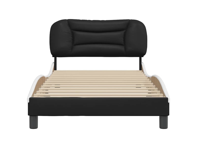 Lit simple- lit adulte - cadre de lit sans matelas hvar noir et blanc 100x200 cm similicuir - Conforama C