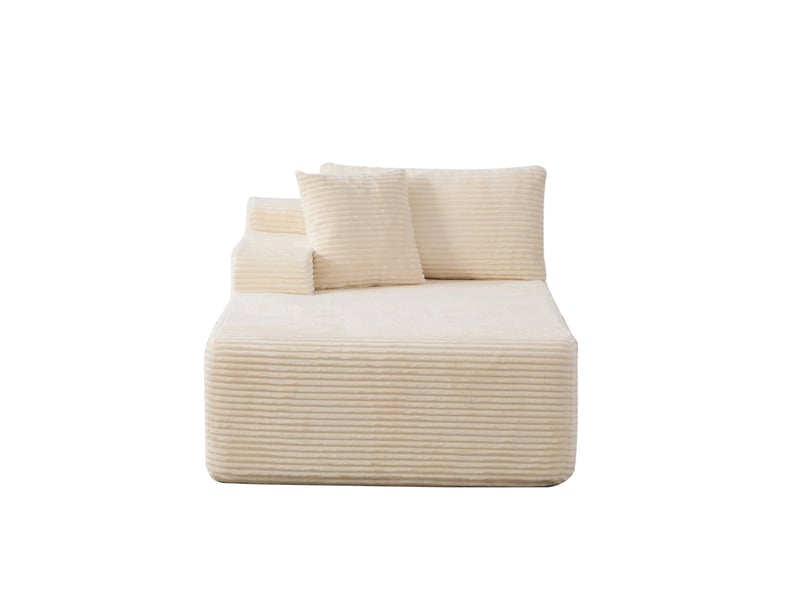  Méridienne canapé modulable en tissu chenille couleur ivoire confort nuage et design moderne pour salon contemporain  - Conforama A