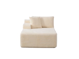 Méridienne canapé modulable en tissu chenille couleur ivoire confort nuage et design moderne pour salon contemporain