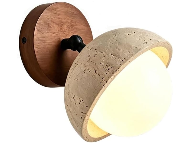  Applique murale en travertin style wabi-sabi orientable applique miroir salle de bain d15cm lumière chaude  - Conforama A