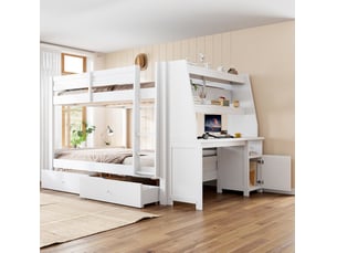 Lit superposé 140x200 cm <strong>MODENVIE</strong>  <strong></strong> coloris blanc