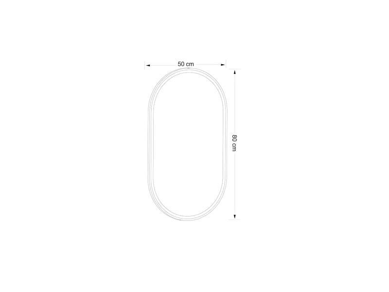  Miroir de salle de bain ovale led 50x80 cm, anti-buée, avec cadre doré brossé  - Conforama C
