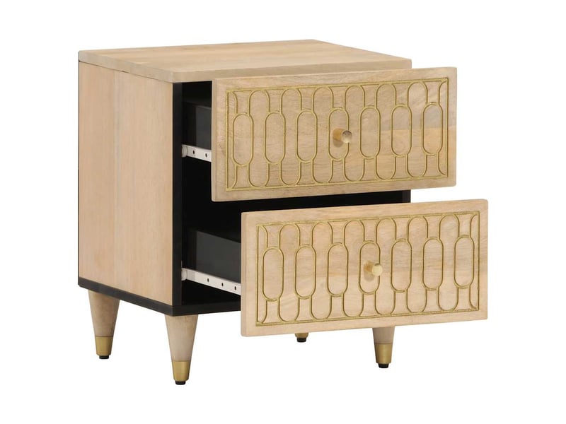  Lot de 2 tables de chevet - cabinet de chevet - table de nuit 40x33x46 cm bois de manguier solide  - Conforama B