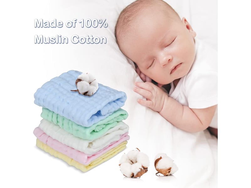  Débarbouillettes bébé en mousseline (30 x 30 cm) 12 pièces  - Conforama C