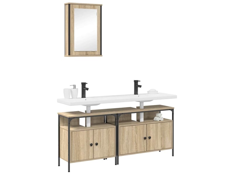  Ensemble de mobilier de salle de bain 3 pièces marron cf64484  - Conforama C