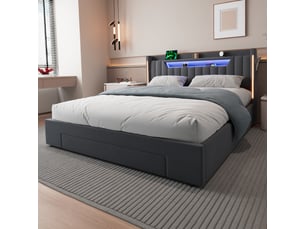 Lit coffre 160x200 cm BEAOK   coloris gris