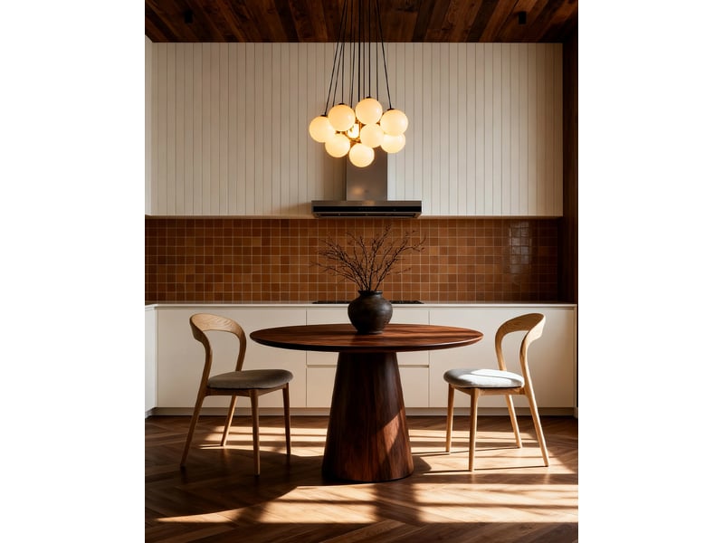 Lot de 2 chaises de salle à manger avec dossier incurvé et assise rembourrée en bois et tissu, naturel et blanc cassé - Conforama B