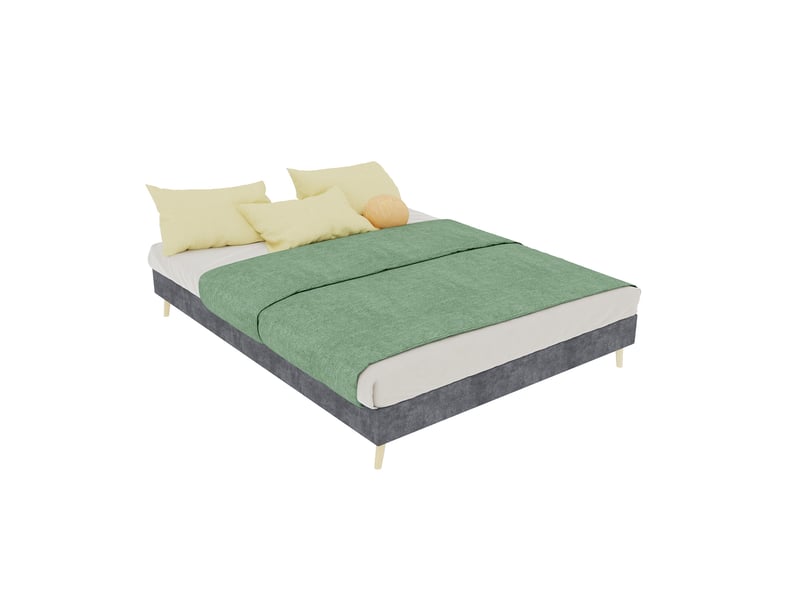  Lit adulte 140 × 200 cm 2 places, sans matelas, en velours gris, structure basse stable et montage facile  - Conforama A
