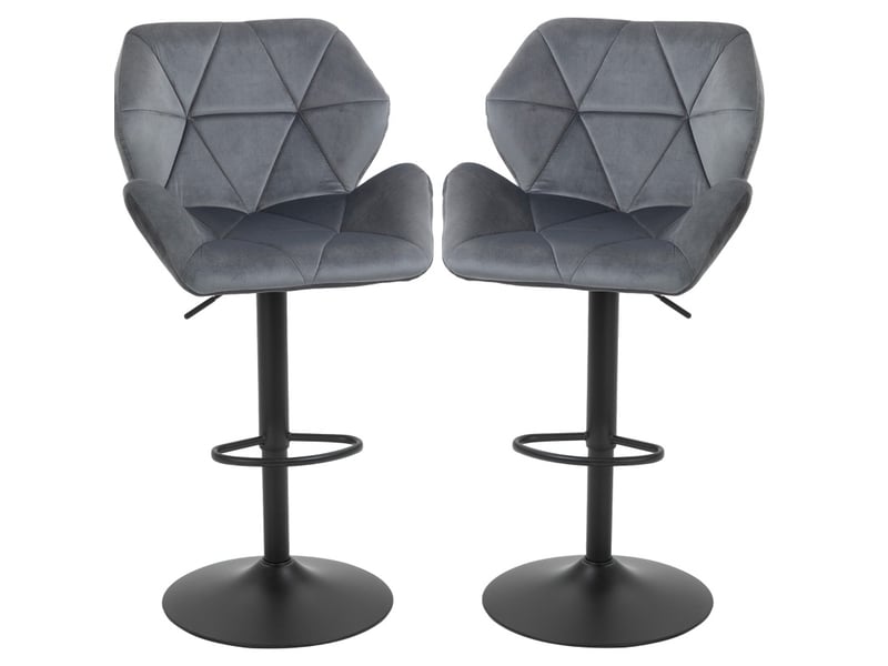  Lot de 2 tabourets de bar 58x57x117 cm réglables en hauteur pivotants 360° avec dossier métal gris  - Conforama A