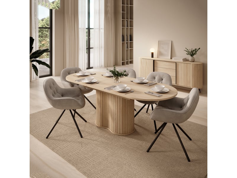  Table extensible kasota, 8 places, 180x90x76h cm chêne marron Kasota - Conforama B