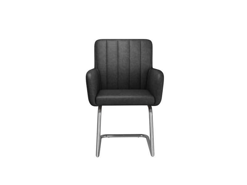  Lot de 4 chaises de salle à manger,56x57x86 cm,avec accoudoirs,similicuir,noir  - Conforama D
