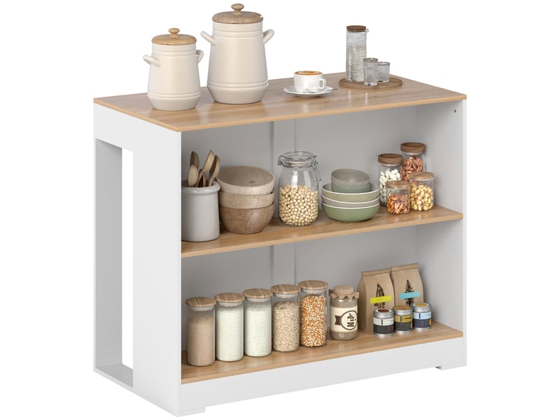  Table de bar,table haute de cuisine, mange-debout panneau de particules blanc 113x60x90cm  - Conforama B