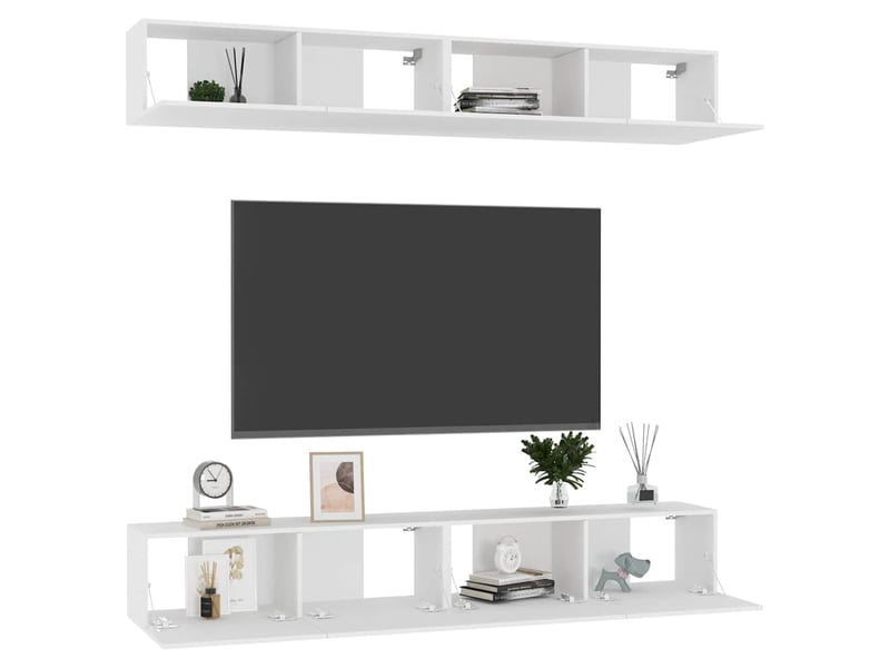  Meubles tv - banc tv - meuble de rangement 4 pcs blanc 100x30x30 cm bois d'ingénierie  - Conforama C