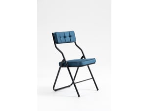 Lot de 2 chaises pliantes avec coussin bleu, structure métal, légères et pliables, pour cuisine, bureau ou réception