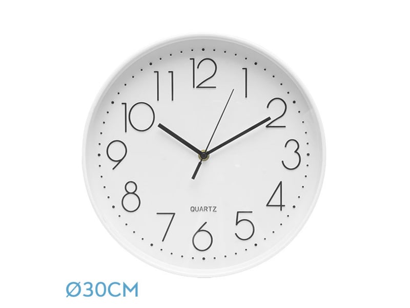 Horloge murale fabrilamp tiempo ø 30 cm blanc mouvement continu 191110001 - Conforama A