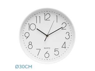 Horloge murale fabrilamp tiempo ø 30 cm blanc mouvement continu