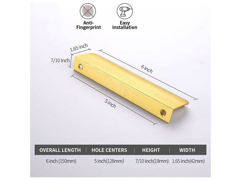  Paquet de 10 poignées invisibles dorées de 128 mm, poignées cachées pour portes et meubles  - Conforama B