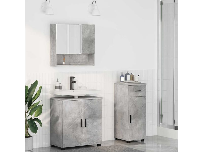 Ensemble de mobilier de salle de bain 3 pc gris béton cf64379 - Conforama B