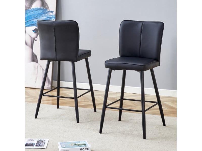  Tabourets de bar 101 cm – lot de 2 en pu noir, dossier ergonomique, confort et style  - Conforama B