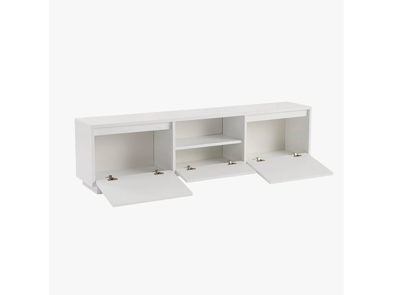  Meuble tv 3 portes 1 niche blanc  - Conforama E