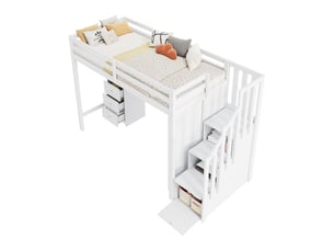 Lit mezzanine 90x200 cm <strong></strong>  <strong></strong> coloris blanc